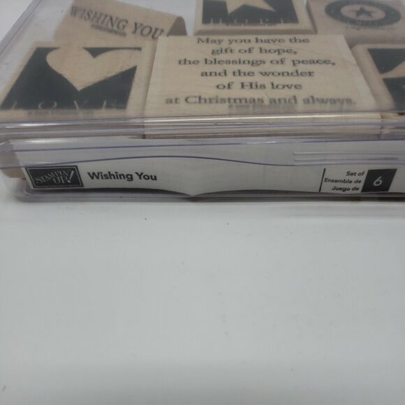 Stampin Up WISHING YOU Set of 6 Wood Rubber Stamps 2006 Stamping Up Peace Love - Picture 4 of 12